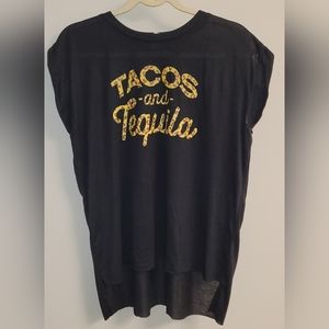 NEW Tacos and Tequila large black graphic tee
